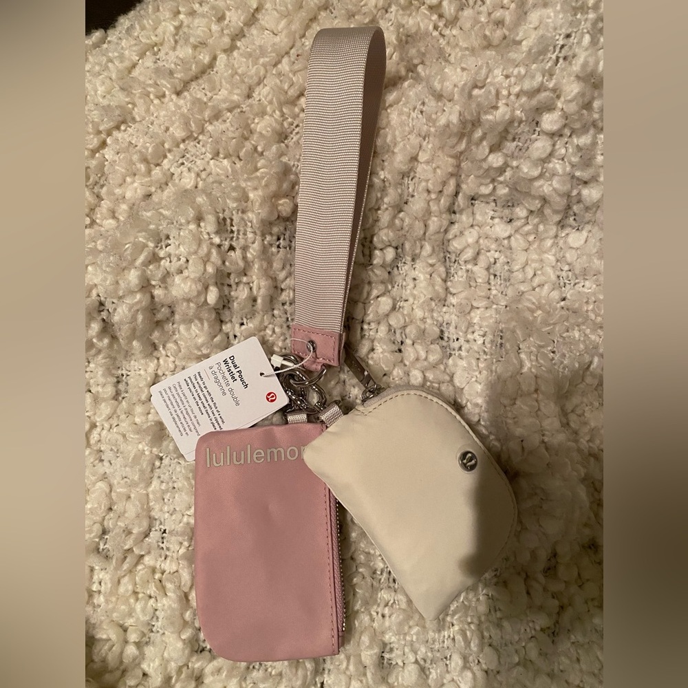 Lululemon dual pouch wristlet pink peony.